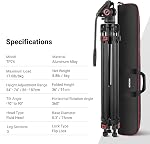 NEEWER 74" Trépied vidéo avec tête de fluide, QR Plaque compatible avec DJI RS Gimbals, Trépode caméra en aluminium lourd professionnel pour DSLR Caméras Caméscopes, Max Charger 17,6lb/8kg, TP74
