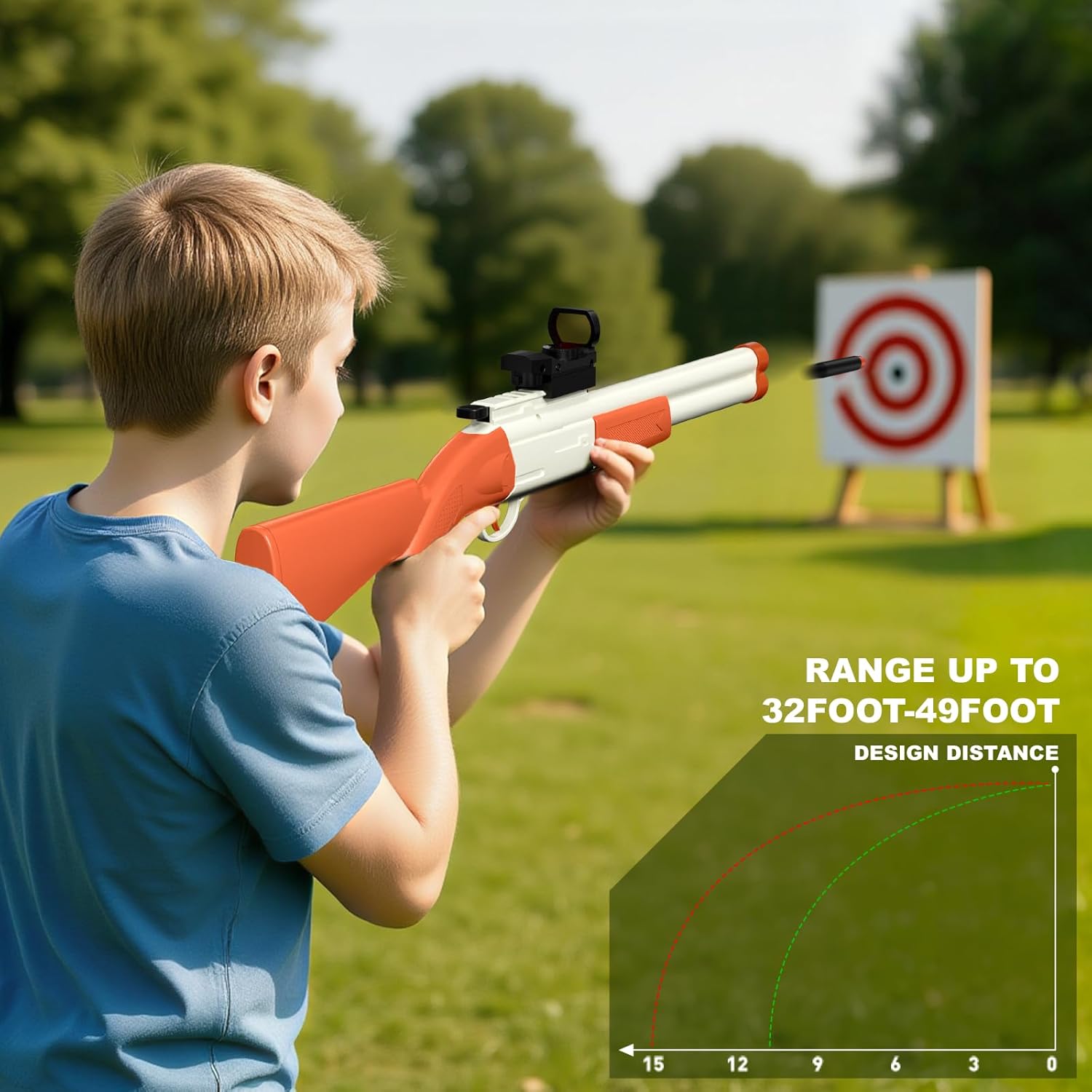 Double Barrel Toy Gun Shotgun - EVA Soft Bullet Dart Foam Blaster with Scope Kids Teen Adults Outdoor Play Boy Girl Age 8+ 9 10 11 12 Cool Sniper Rifle Realistic Educational Shooting Game Gift