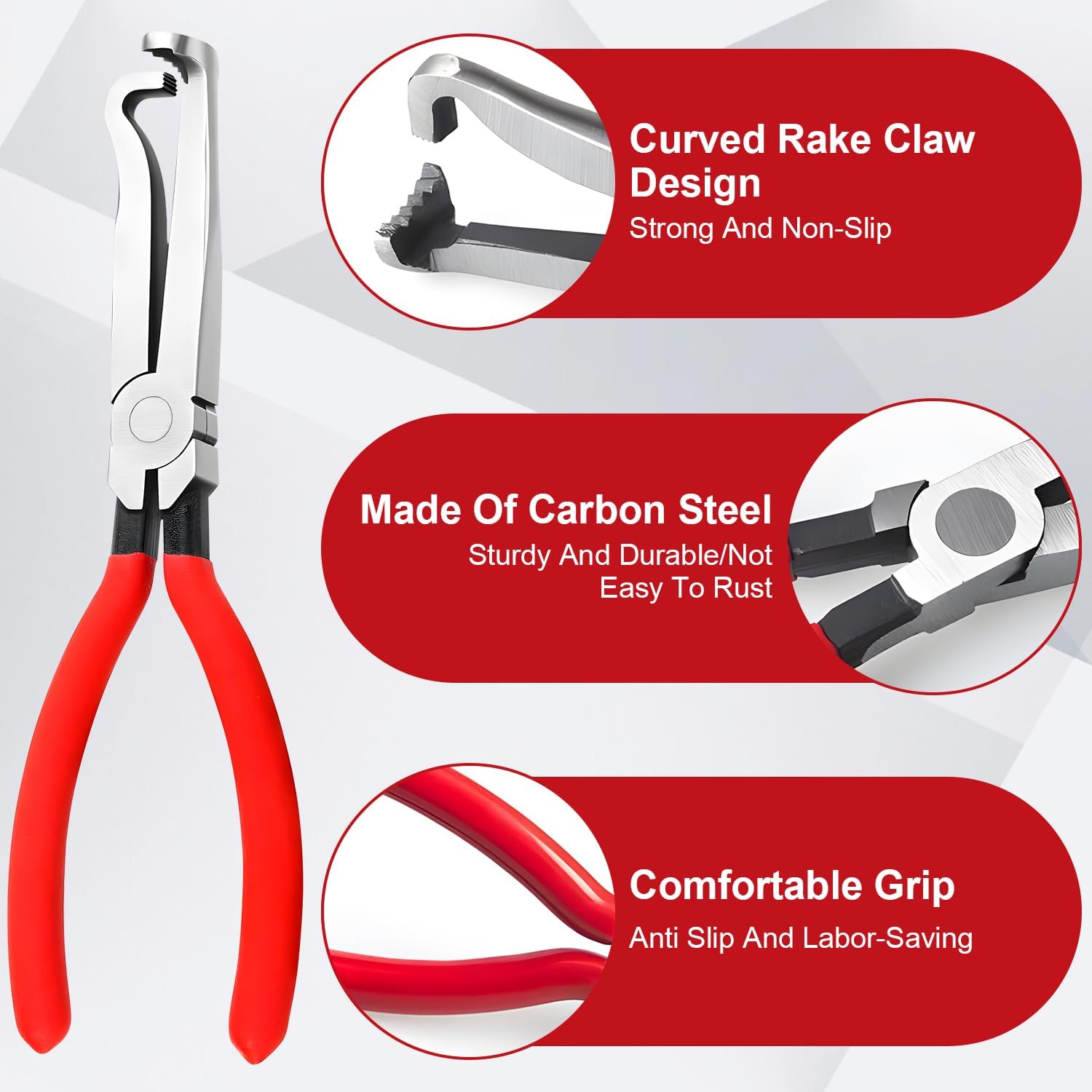 4 Pieces Automotive Electrical Disconnect Pliers Kit - High-Carbon Steel Connector Separator with Straight & 60° Pliers, Hose Clamp Plier for Cars Trucks Motorcycles