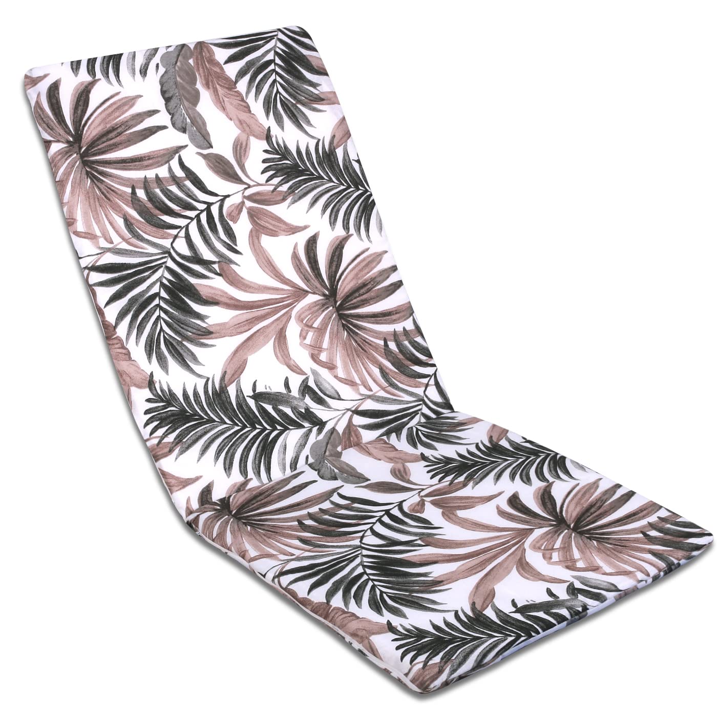 MERCURY TEXTIL- Cojín para Tumbona Estampado o Liso de Exterior o Interior, Cómodo, Lavable, Desenfundadle y Elegante. Ideal para Jardín, Piscina, Playa, Terraza y Balcón. (120x50cm, Hojas Marrón)