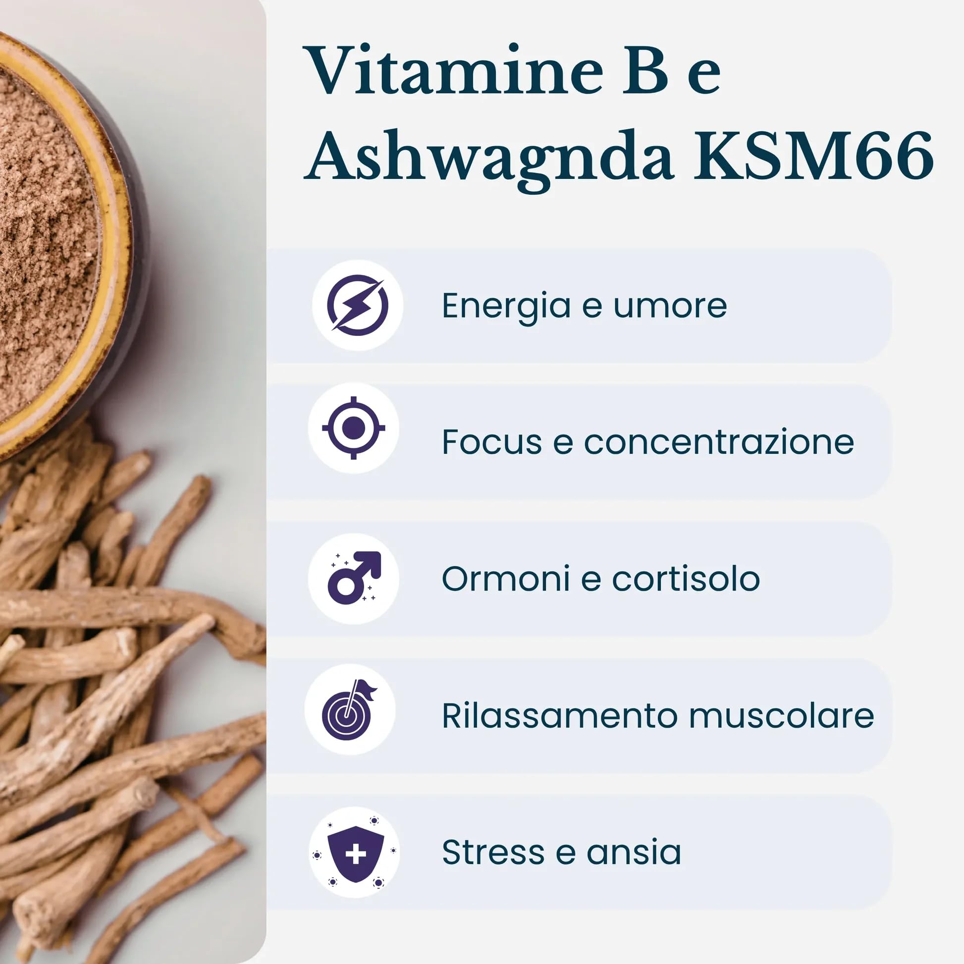 GOFOR360 Ashwa-B+ Ashwagandha KSM-66 Brevettata + 5 Vitamine del Gruppo B Alto Dosaggio | Integratore Stress, Energia e Lucidità Mentale | 60 Compresse 2 Mesi | Made in Italy