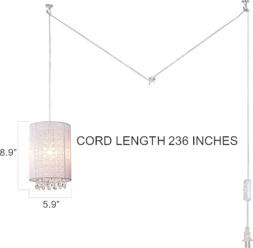 Miniatura 6 de Luces colgantes enchufables, mini iluminación colgante de cristal, luz blanca enchufable, 1 lámpara colgante