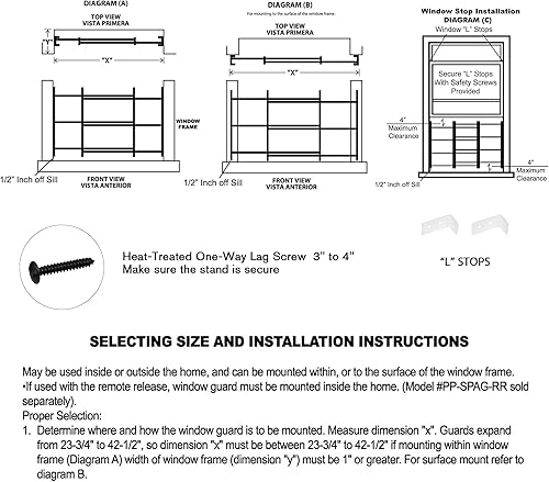 Miniatura 5 de Grisham PP SPAG Barras de seguridad para ventana con salida de liberación rápida, (blanco, 6 barras) 26 pulgadas de alto x 22 pulgadas a 42 pulgadas
