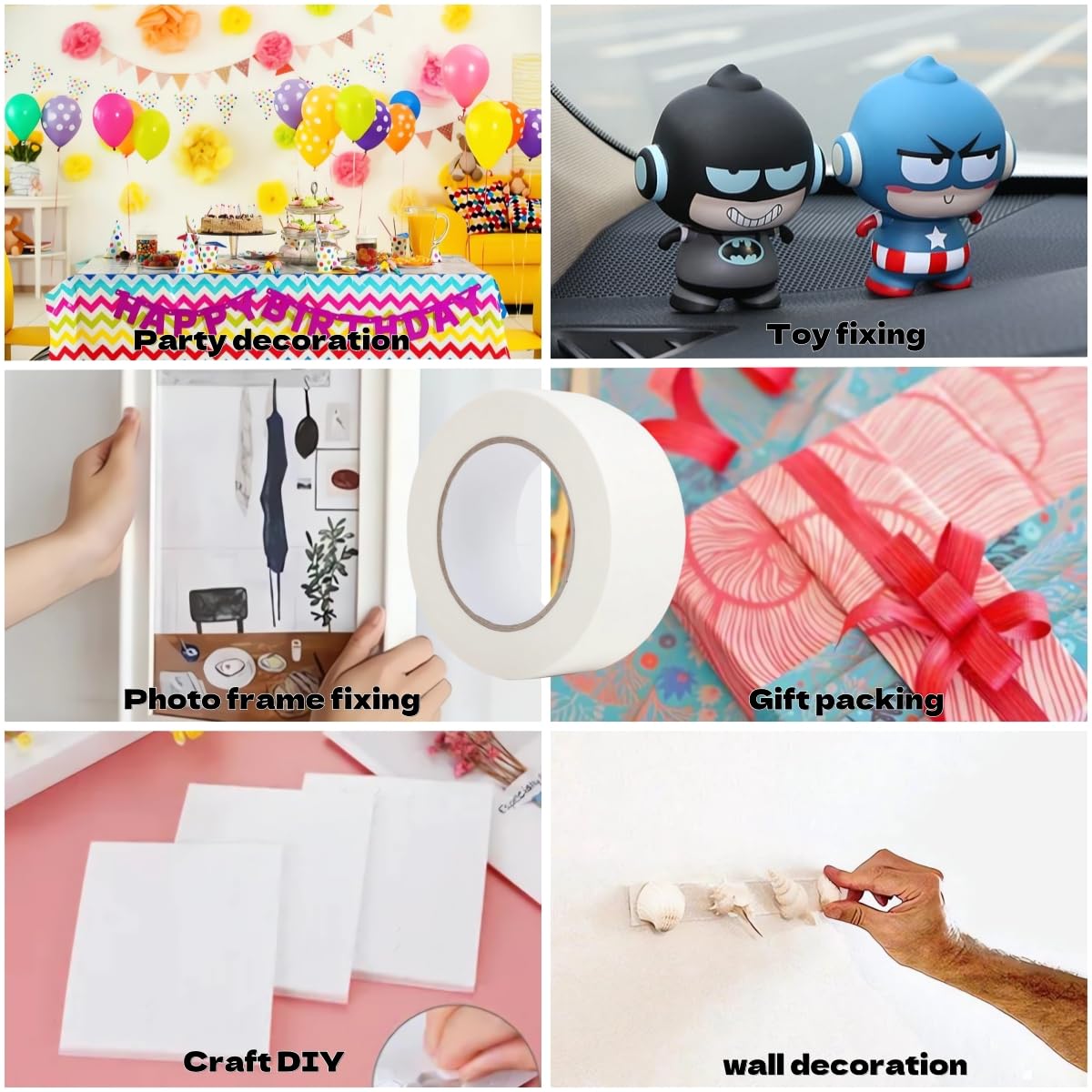 2 Inch x 120ft Double Sided Tape, Double Stick Tape, Poster Tape, Strong Adhesive Tape for Crafts, Arts, Gift Box, Scrapbooking, DIY, Card Making, Paper Backing (1 Roll)