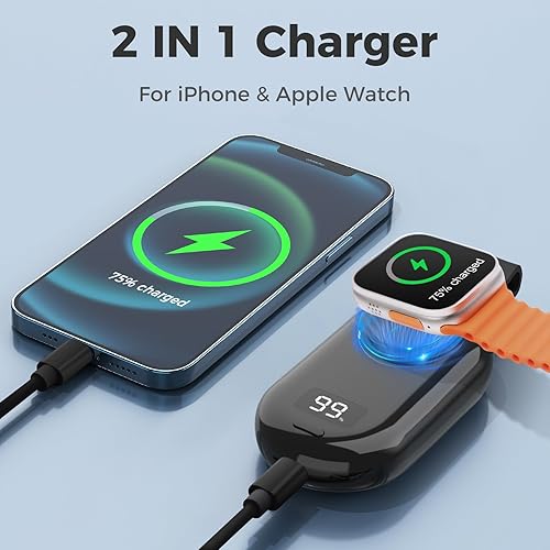 Miniatura 4 de Cargador portátil para Apple Watch, color negro y rosa, compatible con todas las series de Apple Watch 987654Ultra