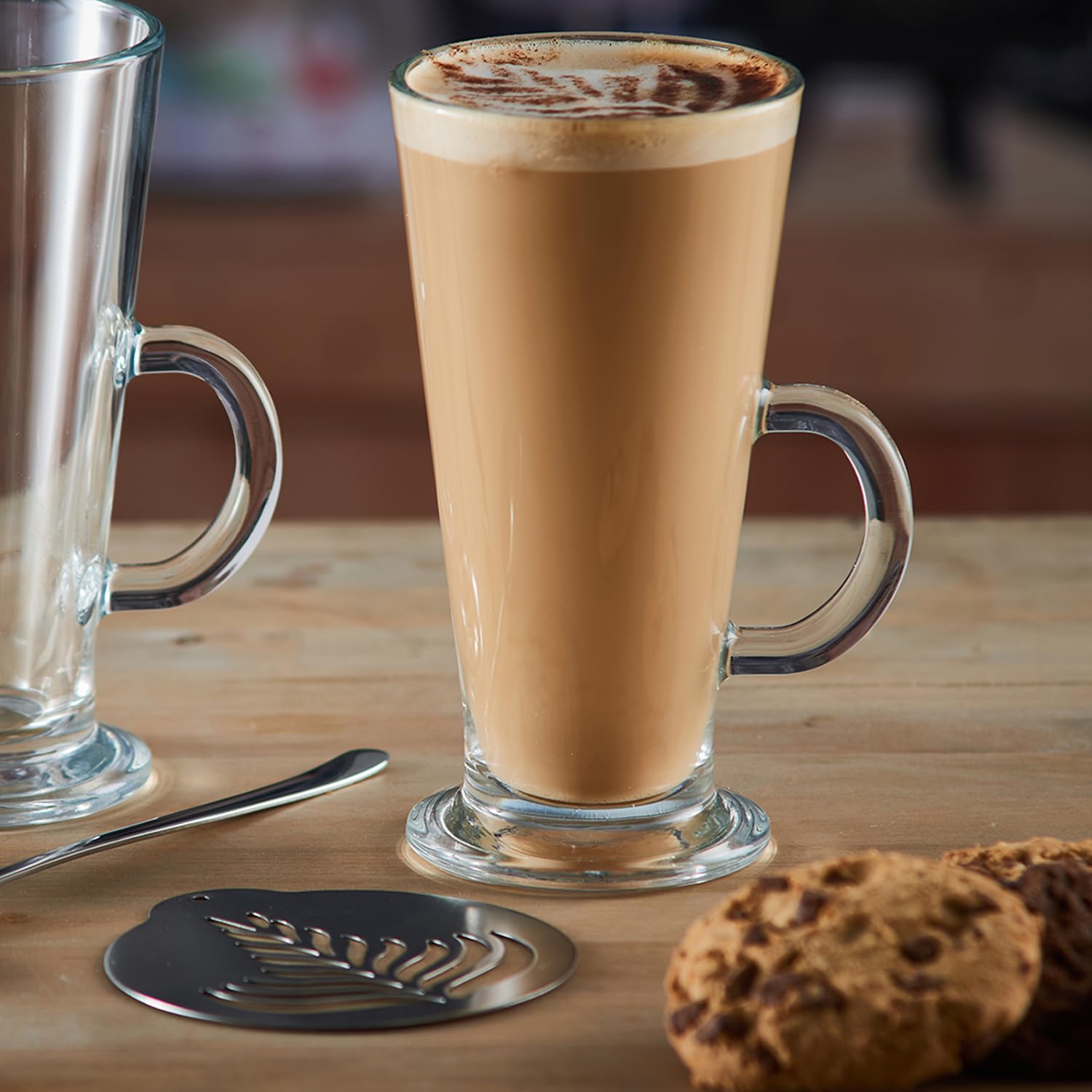Ravenhead Premium Entertain Set of 2 Latte Glasses, 260ml - Transparent Coffee Glasses with Handle for Milkshakes, Cold Coffee & Aesthetic Juice Mugs 1