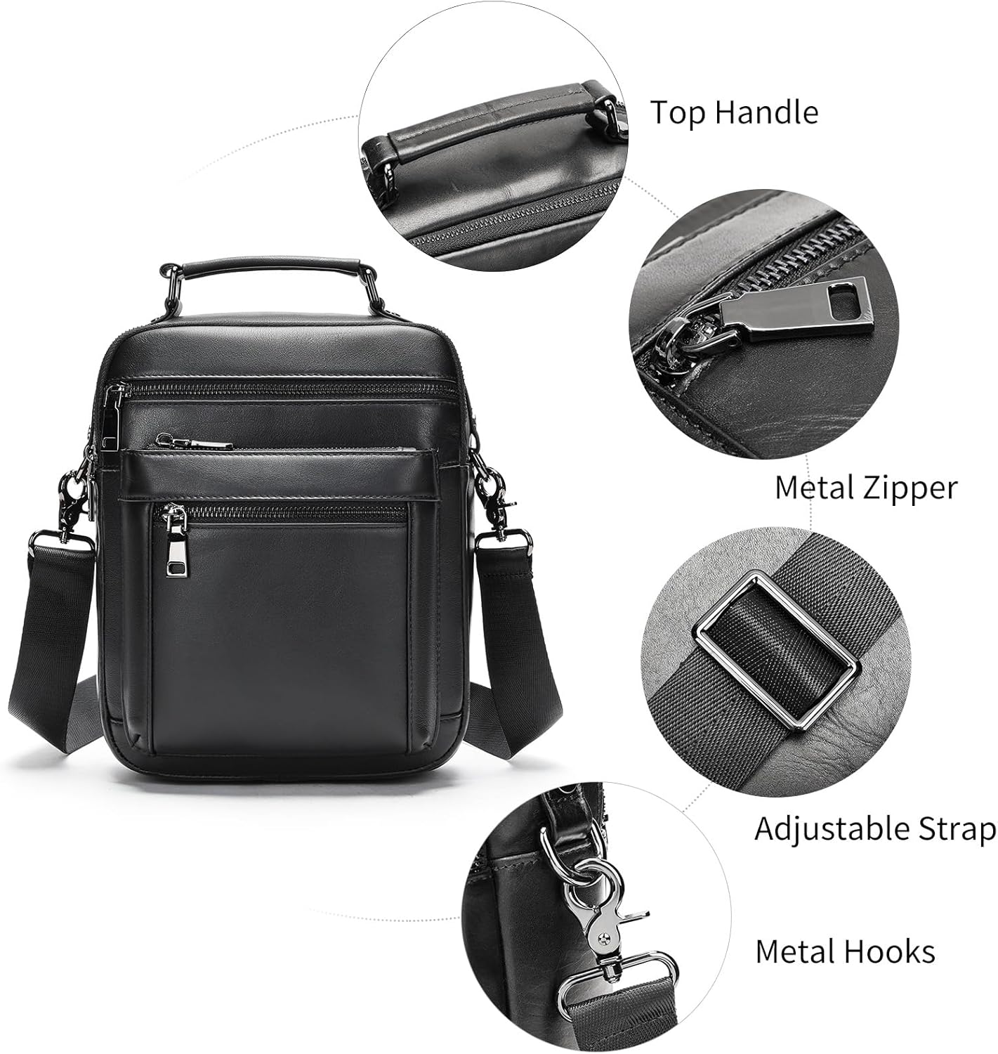 NIUCUNZH Genuine Leather Small Messenger Bag Vintage Leather Man Purse Handbag Crossbody Shoulder Bags for Men