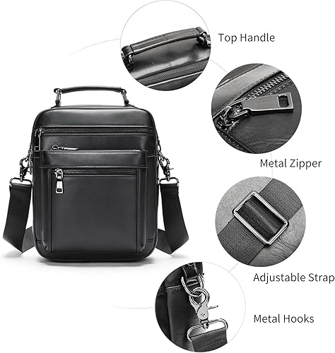 Miniatura 3 de NIUCUNZH Bolso bandolera pequeño de cuero genuino para hombre, bolso bandolera para hombre