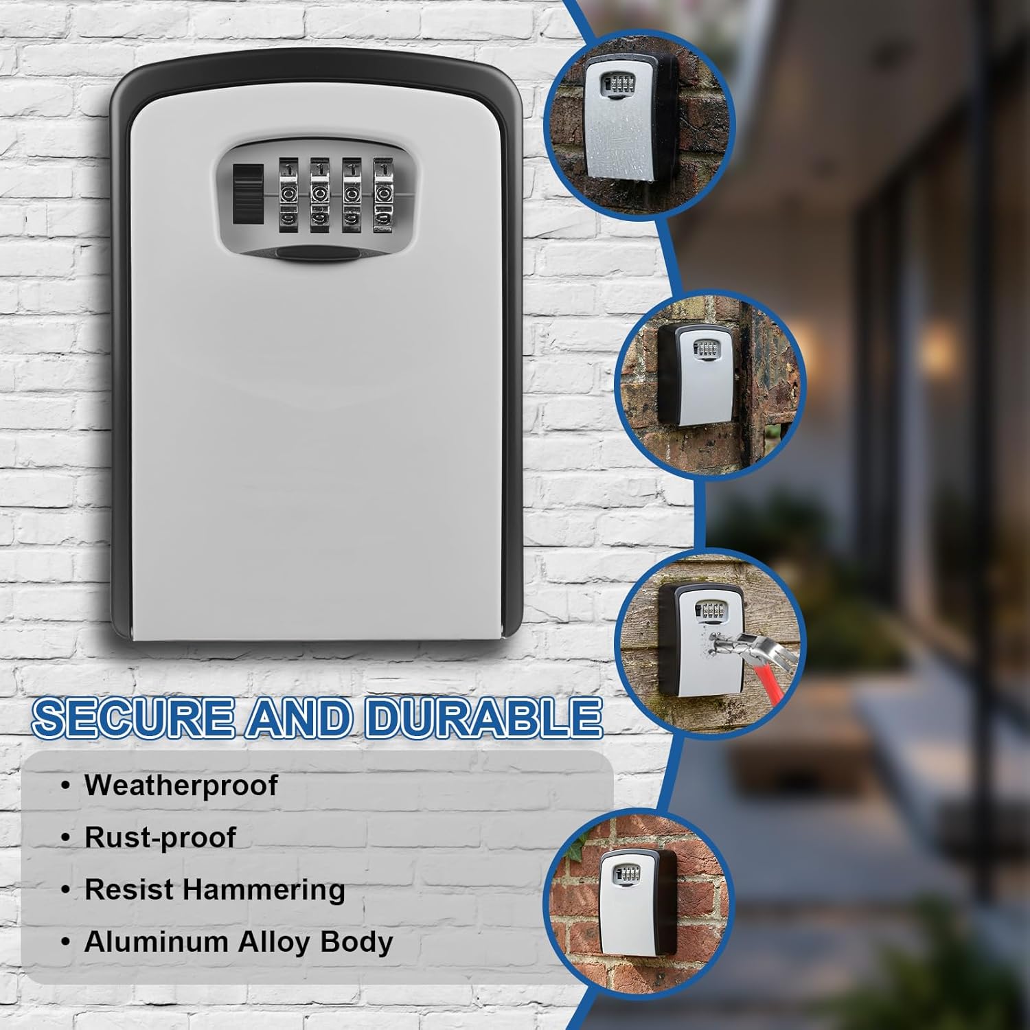Diyife XXL Key Lock Box Wall Mounted, Heavy Duty Weatherproof 4 Digit Combination Key Storage Box for Car Keys, House Keys, Extra Large Key Safe Lock Box with Code for Indoor Outdoor Home Garage