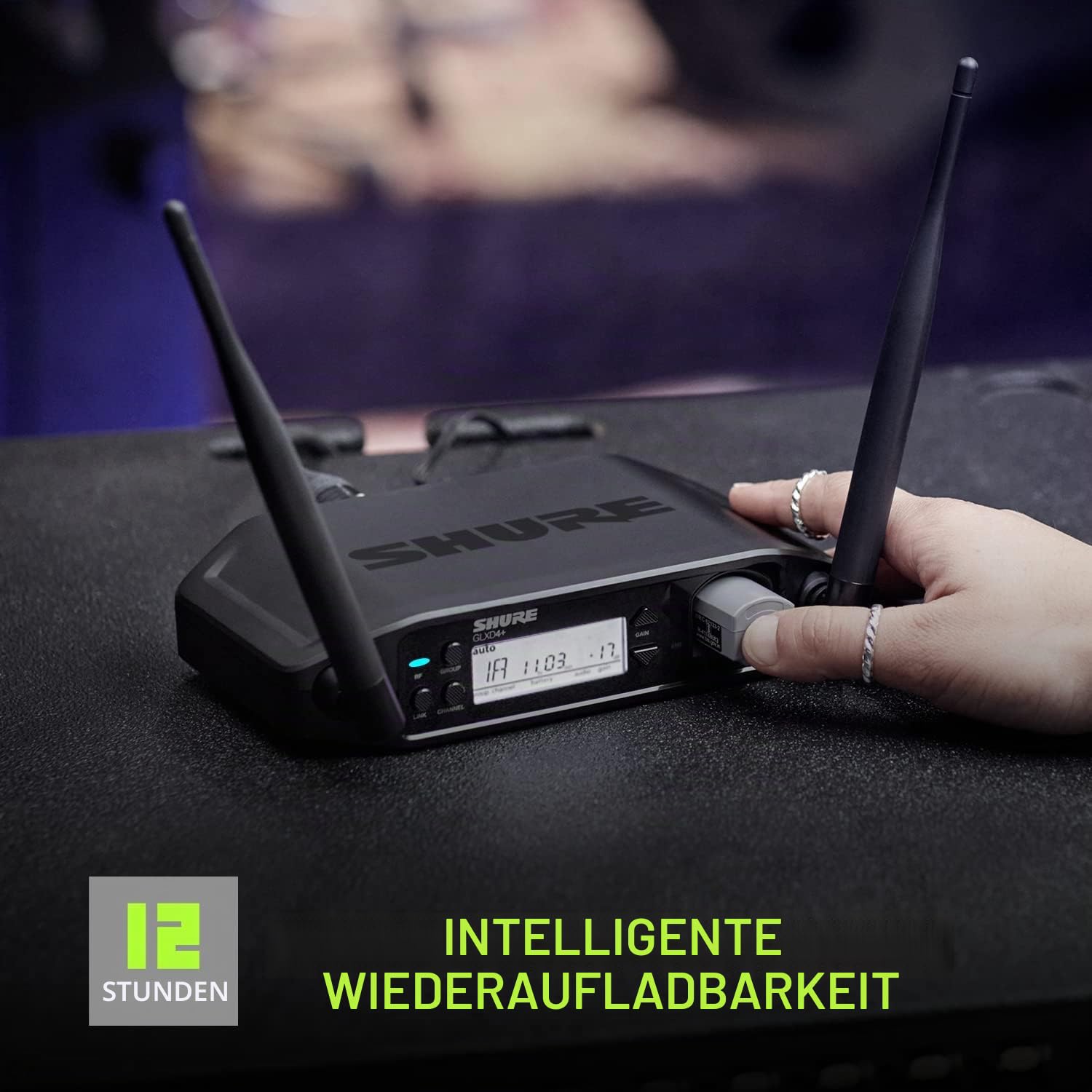 Shure GLXD24+/B58 Dual Band Pro Digitales kabelloses Mikrofonsystem für Kirche, Karaoke, Gesang – 12 Stunden Akkulaufzeit, 30,5 m Reichweite | BETA 58A Handgesangsmikrofon, Einkanal-Empfänger