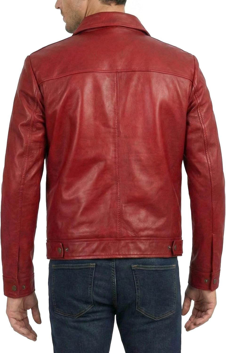 Classic Polo Collar Leather Work Jackets for Men - John-Wick Style Real Lambskin Leather Jacket Mens