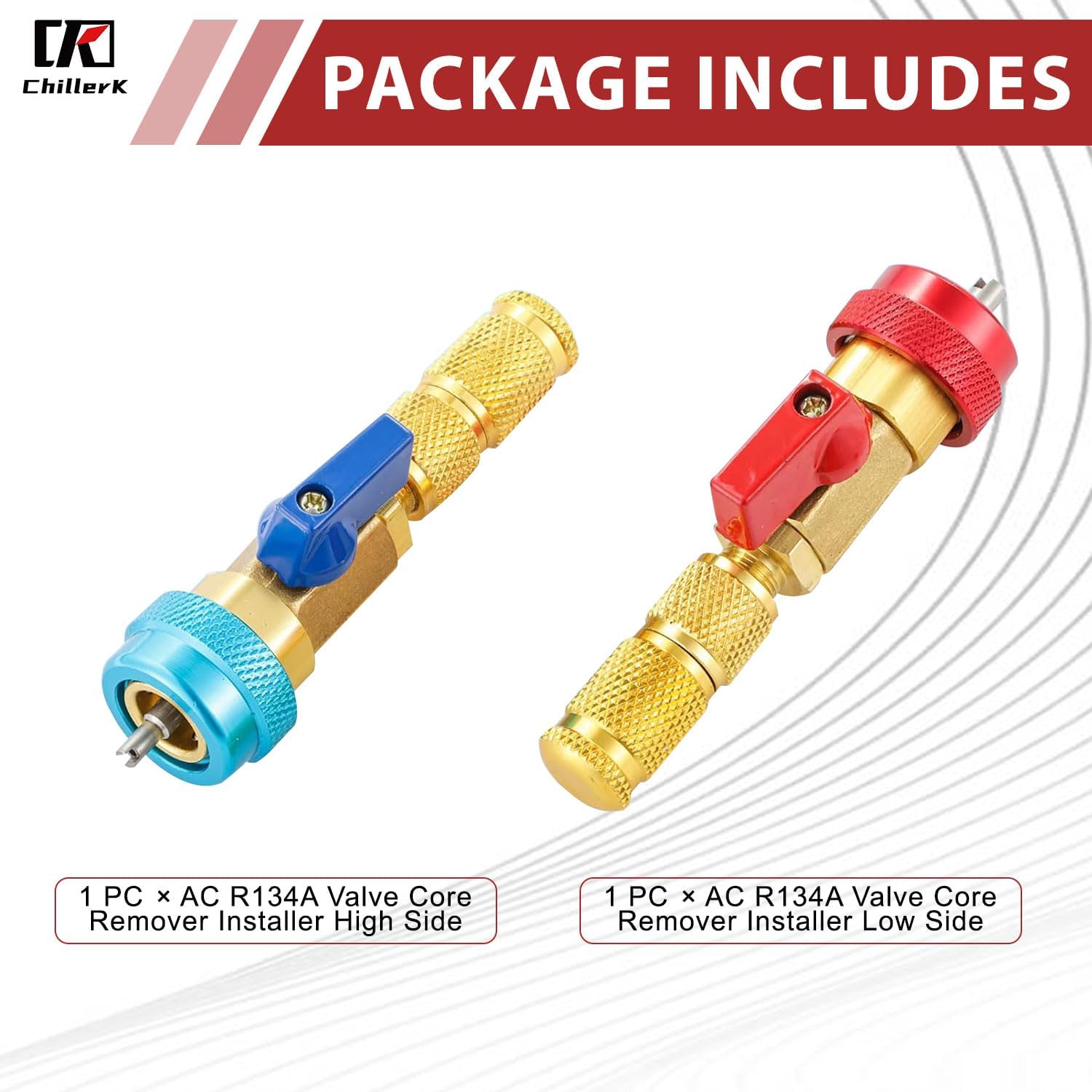 2 Pack R134A Valve Core Quick Remover Installer Tool,High Low Pressure Valve Core Remover Tools Kit for R13A Refrigerant Air Conditioner System