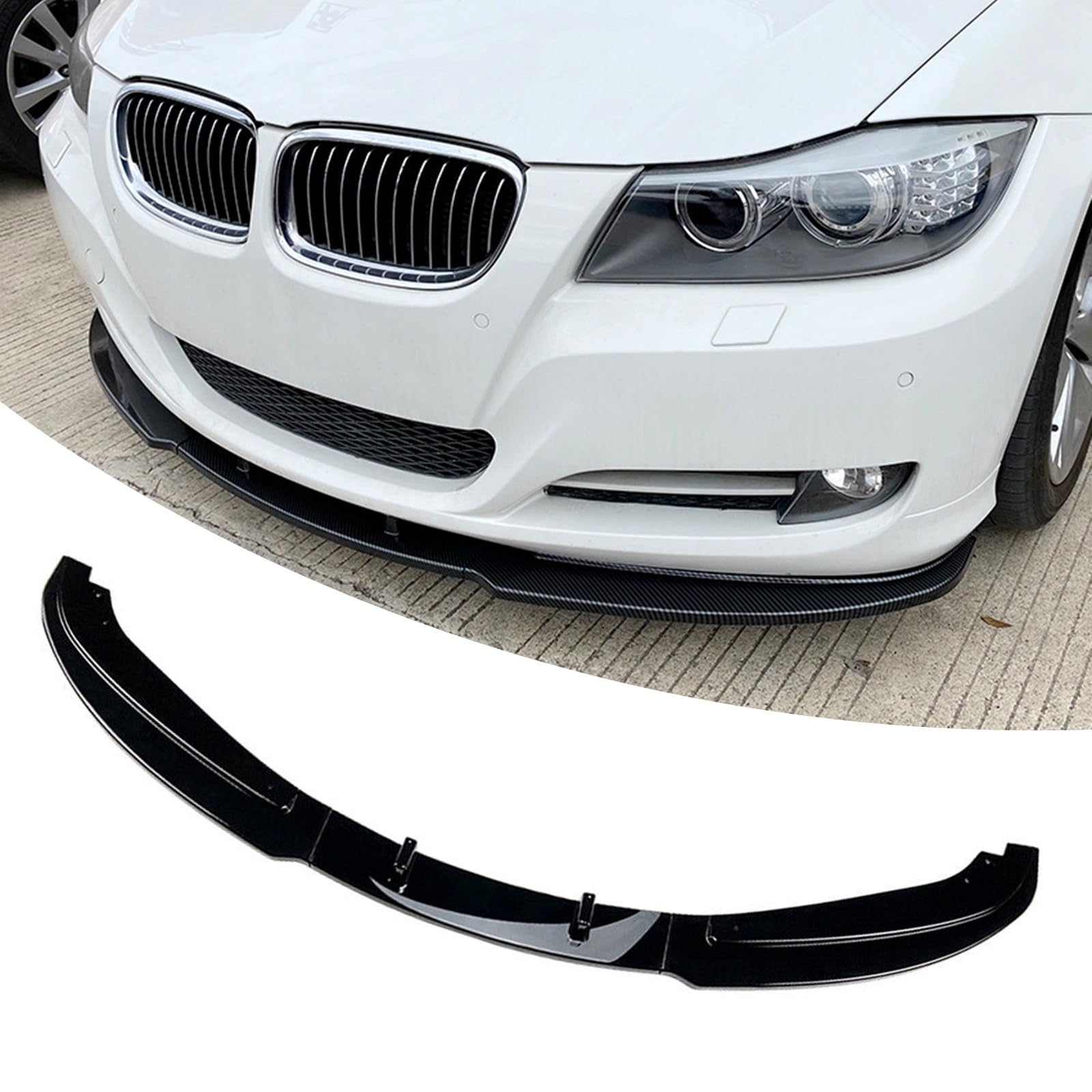 Compatible con BMW Serie 3 E90 E91 Lci Front Splitter Lip Base Modelo 2009-12 Gloss Blk