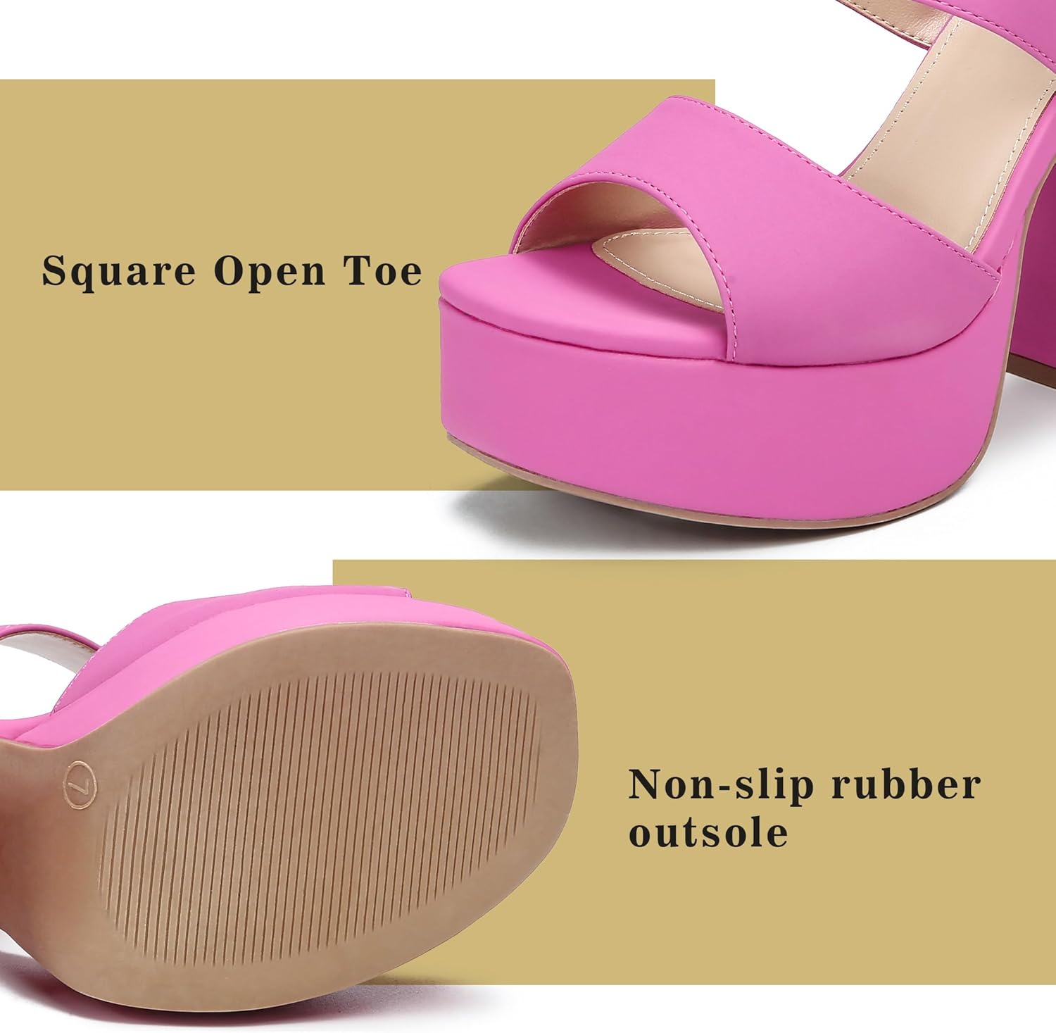 risdoada Platform Heels for Women 4.53 Inches Chunky High Heels Ankle Strap Square Toe Heeled Sandals Wedding Party Wedges Pumps - Image 4
