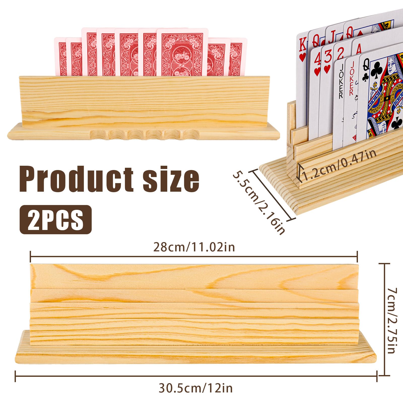 Lot De 2 Porte-Cartes En Bois Massif – Support 33 Cm – Jusqu’à 15 Cartes – Multifonction (Cartes, Visites, Notes)