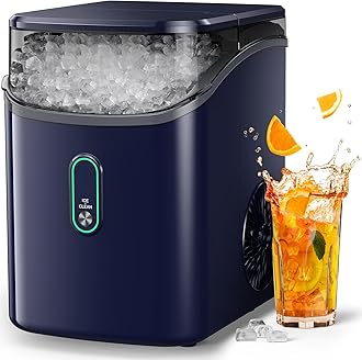 Silonn Nugget Ice Maker Countertop, Pebble Ice Maker with Crushed Ice, One-Click Operation Ice Machine with Self-Cleaning, 33lbs/24H for Home, Kitchen, Office, Blue
