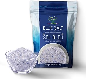 EUPHERBIA Blue Salt, Coarse, Rare Mineral Salt, High Potassium, Lower Sodium, Natural, Unprocessed, Hand Harvested, Kosher Certified (227g Coarse Refill)