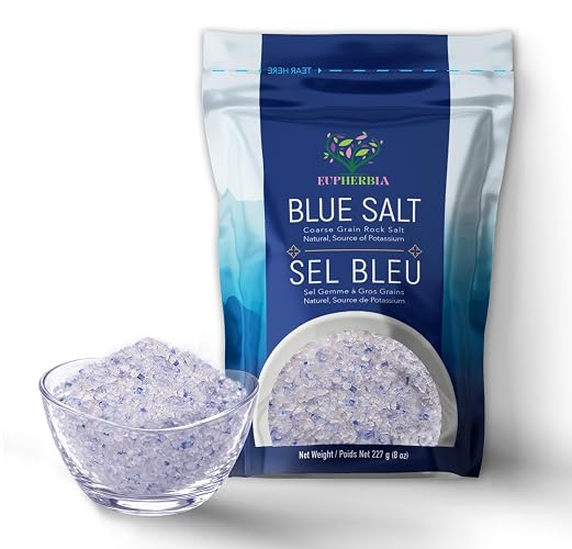 EUPHERBIA Blue Salt Coarse, Rare Mineral Low Sodium Salt, 227g Refill - Course - 227g