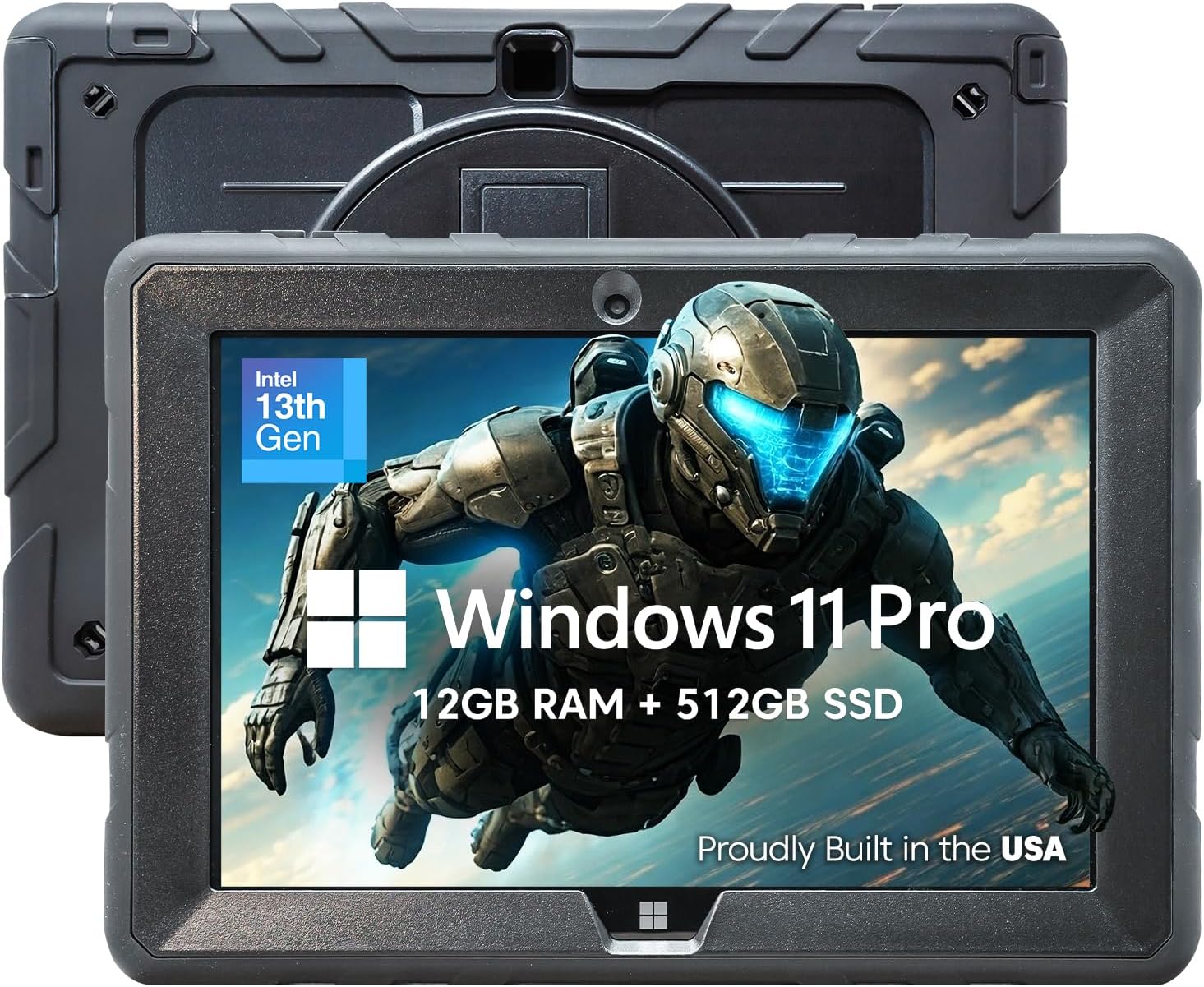 Fusion5 Built in USA 10.1” Windows 11 Professional Rugged Tablet PC - 12GB RAM, 512GB SSD, Intel 13th Gen, Full HD Windows Tablet Computer, HDMI, USB C - 2 Year Full Warranty with Accidental Damage