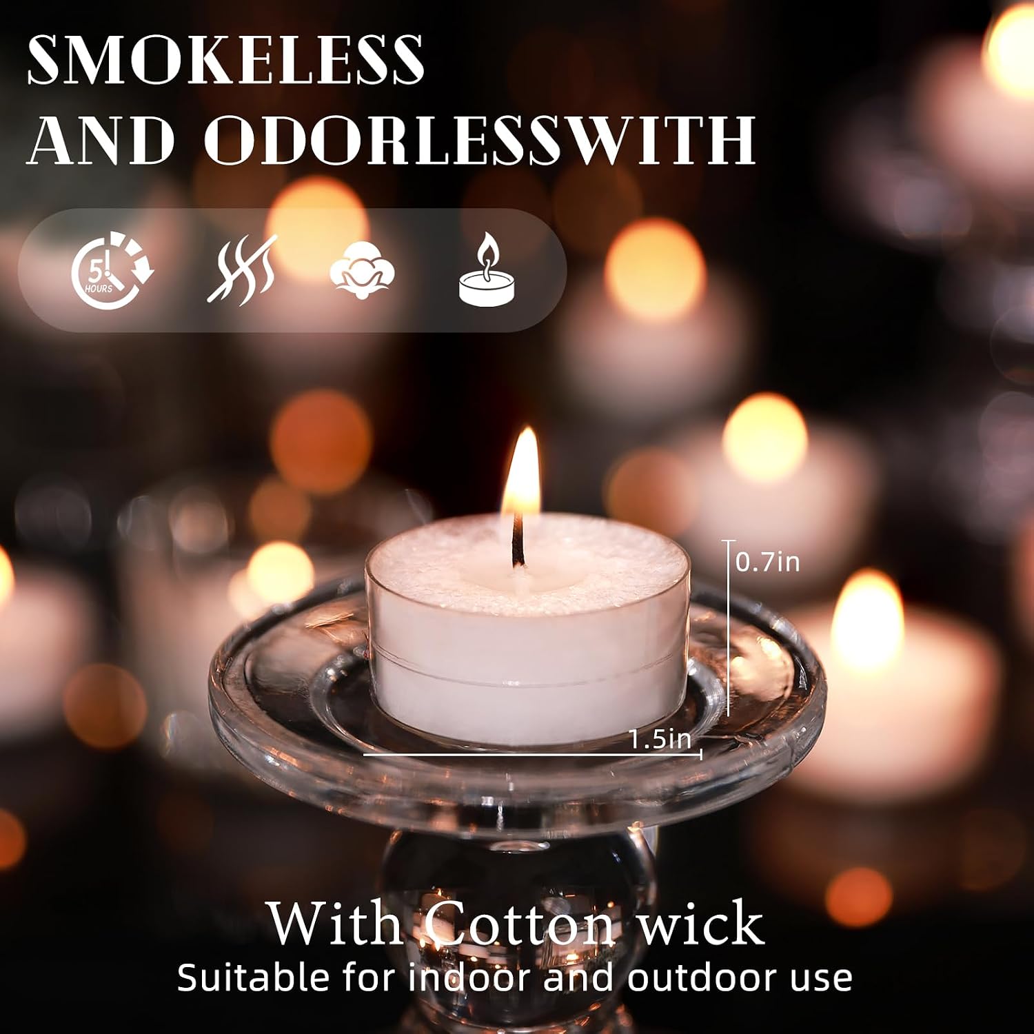 Unscented White Tealights Candles, 5 Hours Tea Lights Plant Wax Mini Votive with Cotton Wick for Home,Meditation,Pool,Wedding,Emergencies,Parties, Spas,12pcs