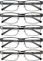 JOLISUEYEWEAR 5 Pack Blue Light Blocking Reading Glasses for Men Women - Metal Thin Frame Readers 2.00 Strength