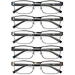 JOLISU 5PCS Reading Glasses Men - Blue Light Blocking Computer Metal Thin Frame Readers For Mens/Women2.75