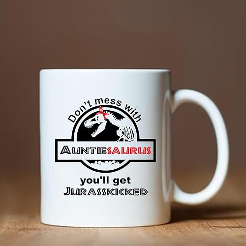 Miniatura 4 de Taza de café con texto en inglés Don't Mess With Auntiesaurus You'll Get Jurasskicked Best Funny New Aunt Gifts Coffee Mug Good Ideas From Niece