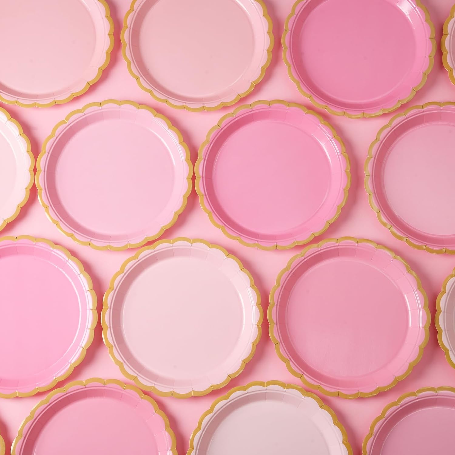 48 Pcs Pink Scalloped Party Disposable Paper Plates, 9" Cute Pink Dessert Baby Bridal Shower Dinner Birthday Cake Paper Plates for Party Bridal Baby Girl Shower Wedding Supplies - Image 3
