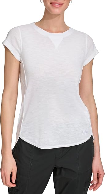 DKNY Womens Short Sleeve Mini Slub Waffle T-Shirt
