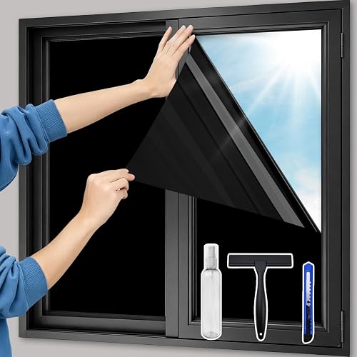 XIAWEI Blackout Window Privacy Film Total Light Blocking, 27.6In×16.4Ft