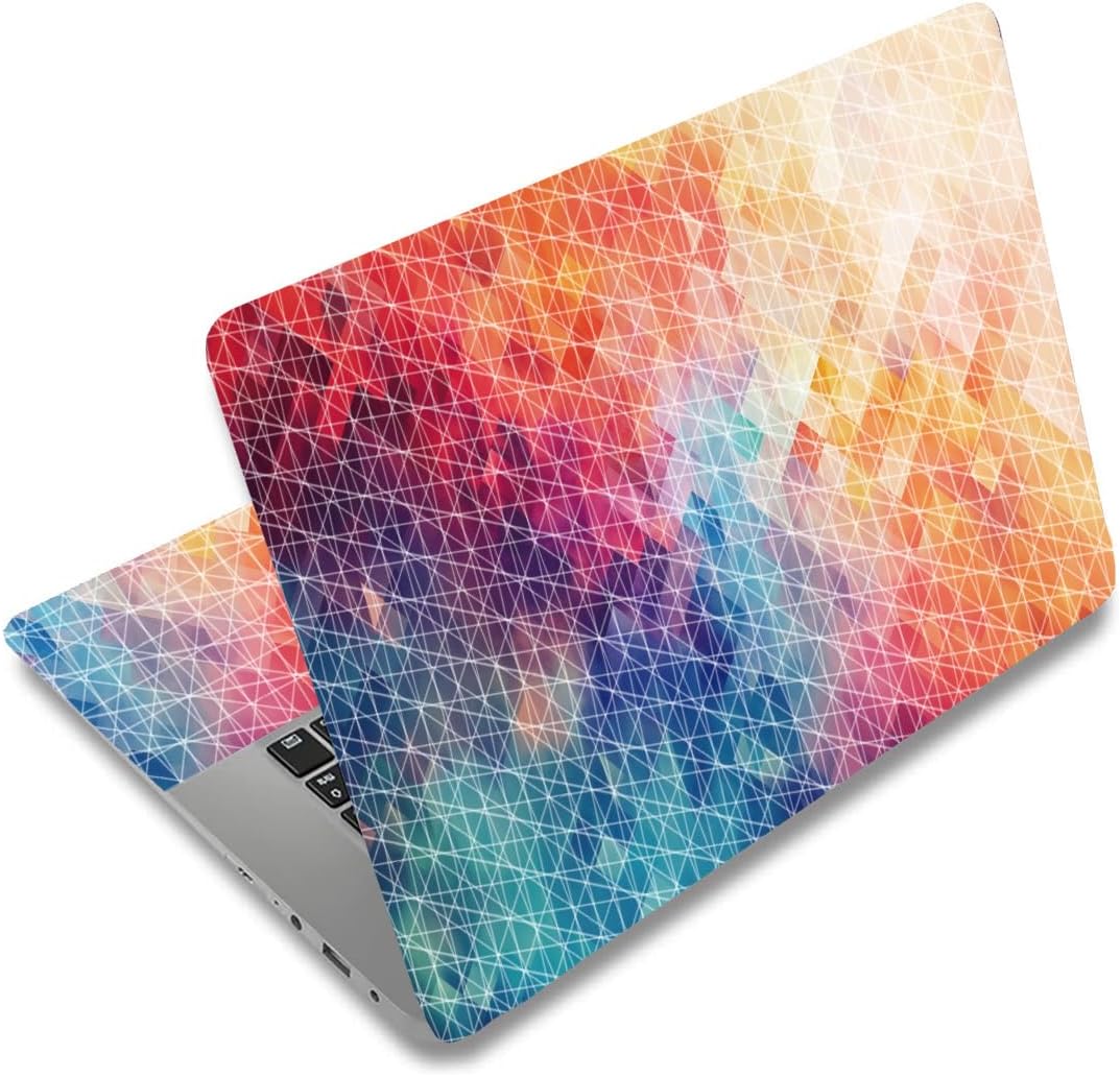 SUPERDANT Multicolored Plaid Laptop Skin Gradual Change Color Notebook Art Decal PVC Computer Stickers Dustproof Waterproof Art Decal Protector 12