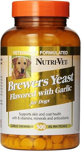 Nutri-Vet Tabletas masticables de levadura y ajo para perros Formuladas veterinarias para apoyar el sistema inmunológico y una piel y pelaje