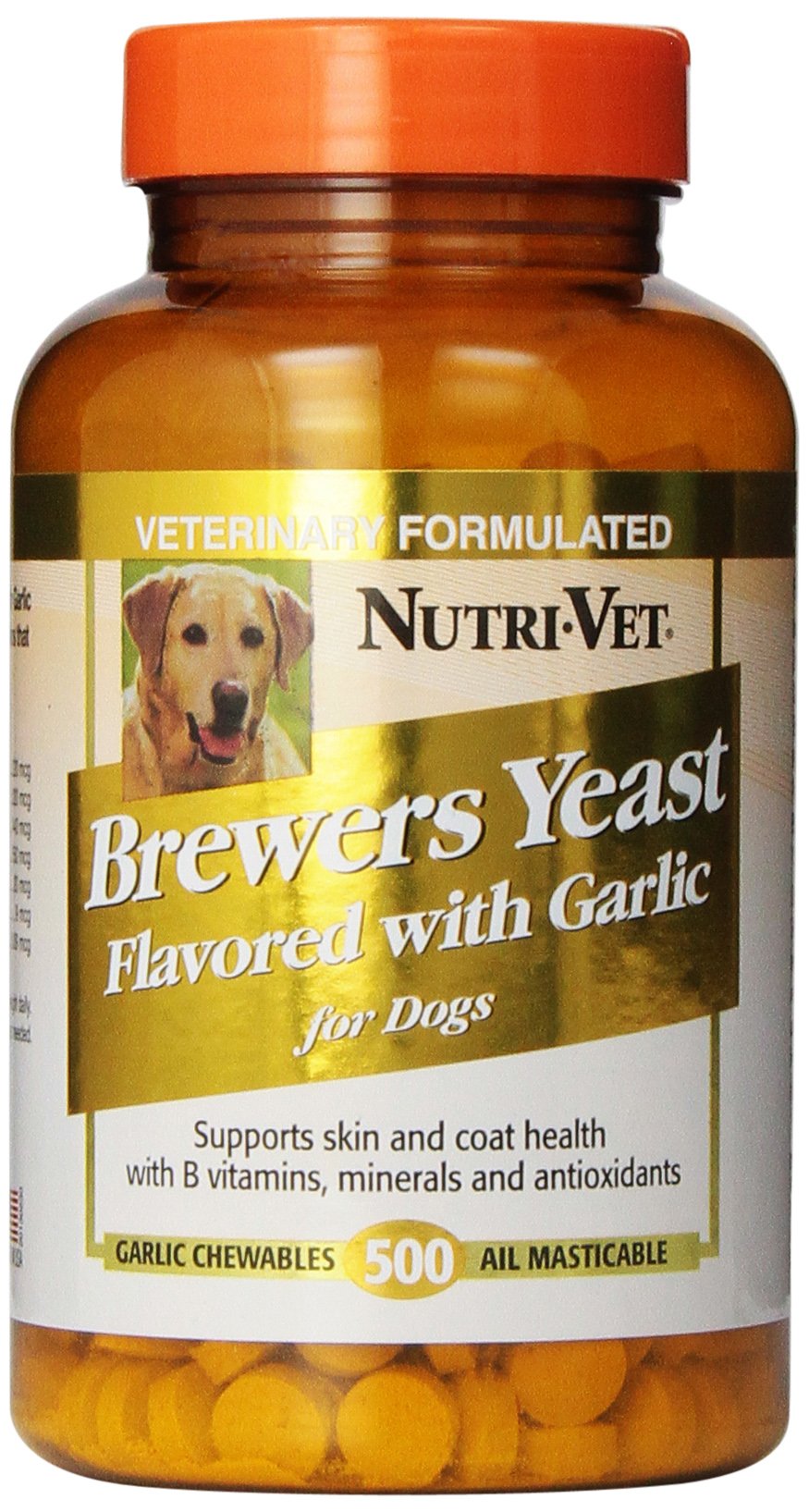 Nutri-Vet Brewer's Yeast and Garlic Chewable Tablets for Dogs - Veterinarian Formulated to Support the Immune System and a Healthy Skin & Coat - 500 Chewable Tablets