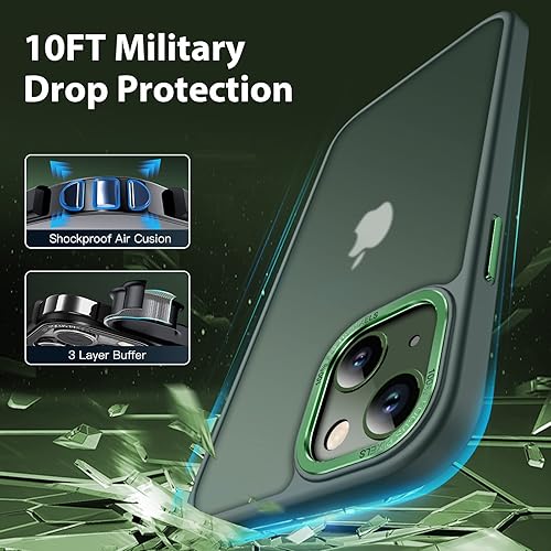 Miniatura 2 de Funda de aleación mate para iPhone 13 y iPhone 14 con protector de pantalla, protección de cámara elevada, cubierta translúcida a prueba de golpes