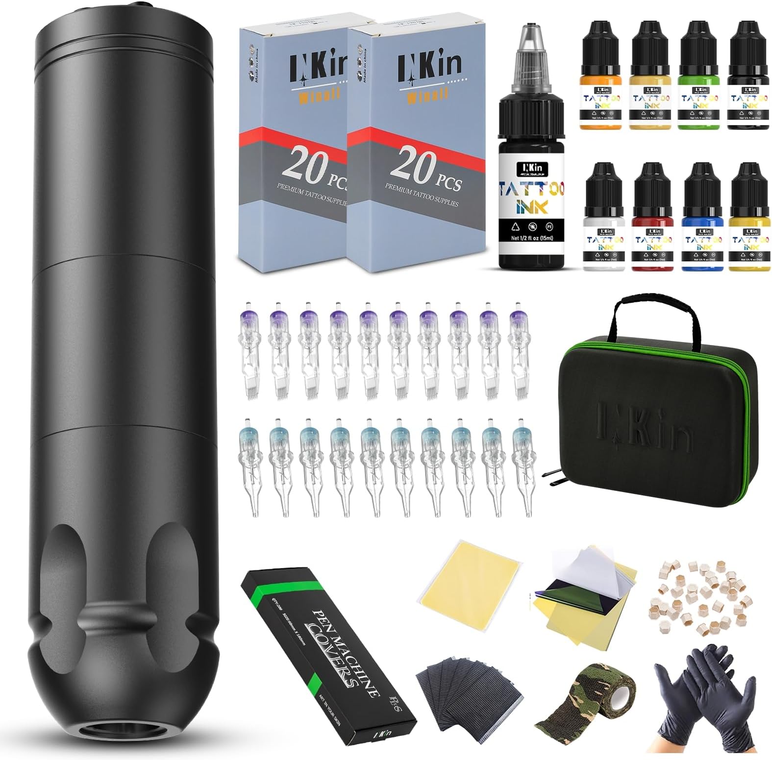 Tatoo Machine Kit for Beginners, Tattoo Gun with 3.5mm Stroke Length for Starters Complete Kit, Ultra-One Tattoo Machine with 1600mAh Battery and 20PCS Tattoo Needles Assorted