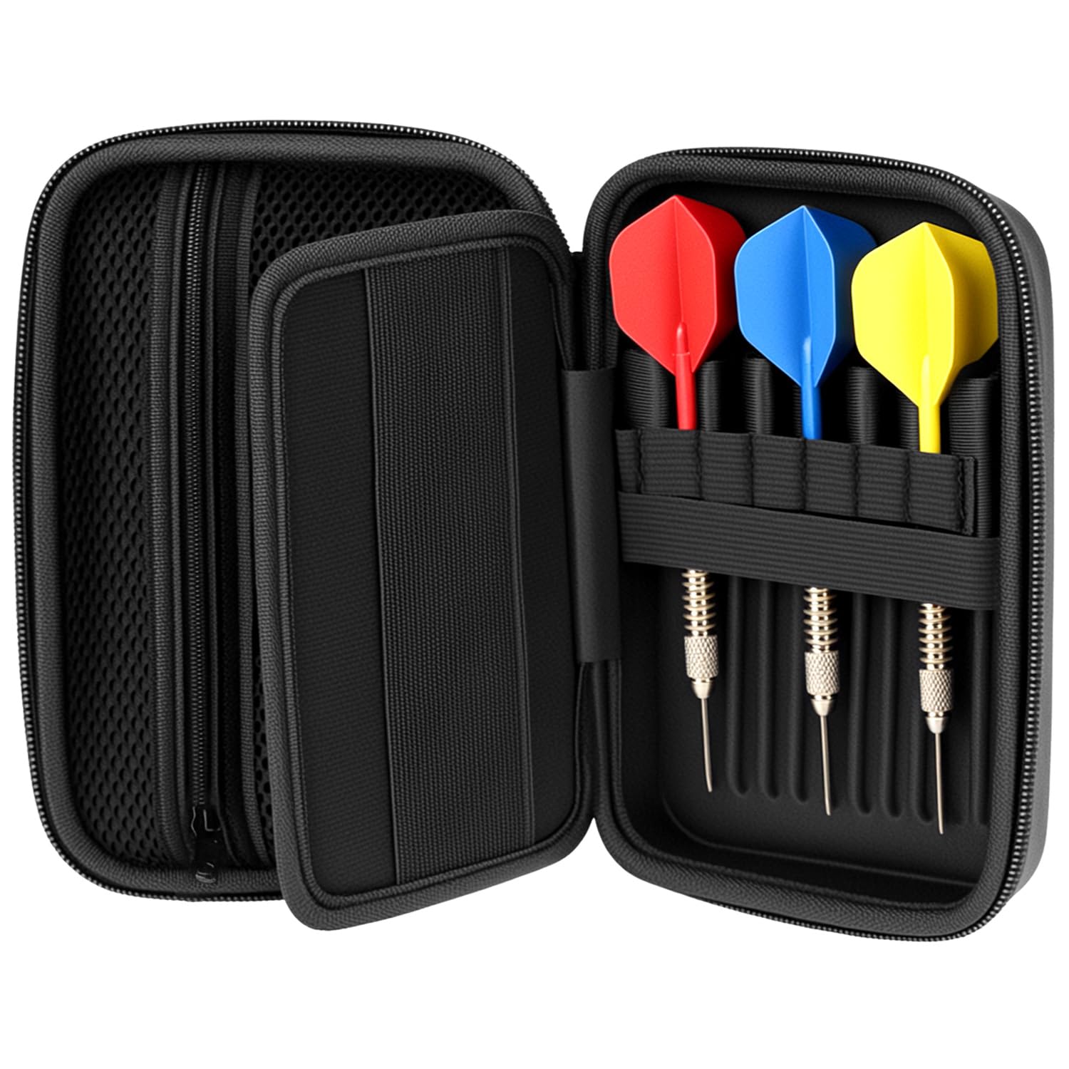 QWORK® Hartdart Eva para 6 Dardos, sin deslizamientos, con Compartimentos Separados para Accesorios adicionales de Dardos.