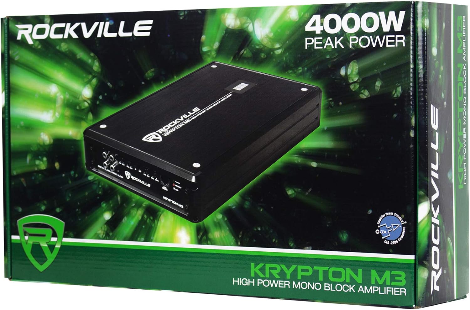Rockville Krypton-M3 4000w Max/1000w RMS Mono 1 Ohm Car Amplifier Amp+Remote : Electronics