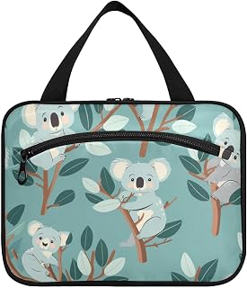 Söta djur koala havsskum blå hängande toalettväska hängande resa med krok, designer söt sminkväska för kvinnor måste kryssningar bolso para maquillaje, Sött djur koala havsskum blå, M, ledig