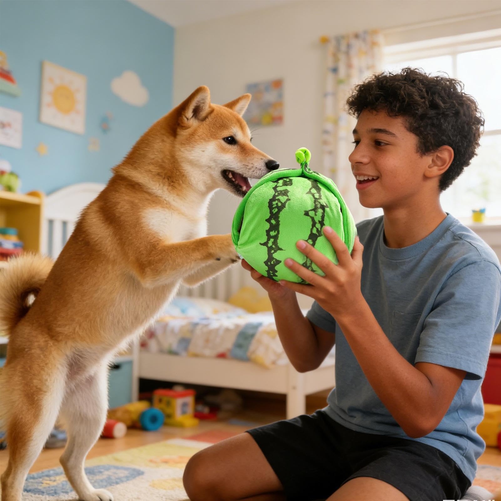 Hund Schnüffel Spielzeug Wassermelonen-Design Plüsch Futterball Mit