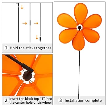 【ちぃ♡garden*・】② Amazon.com: 4PCS Flower Wind Spinner Sparkly Lawn Pinwheel