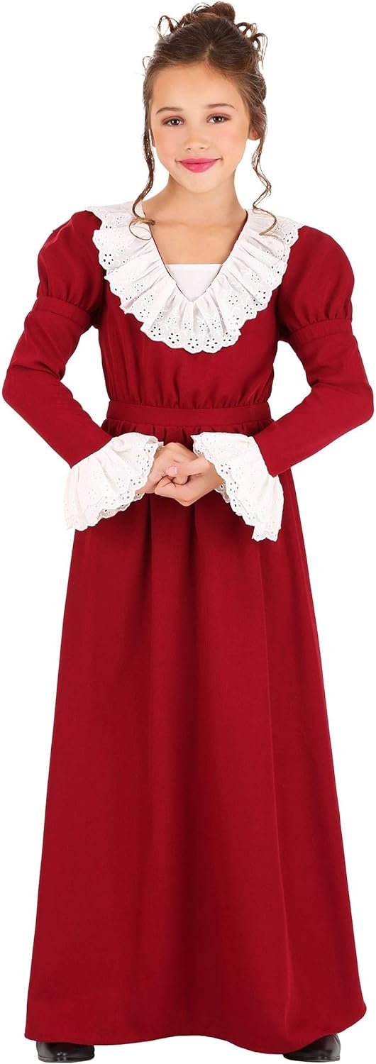 Kids Historical Costume, Old Fashioned Colonial Dress For Girls, Pioneer Halloween or Play Pretend Outfit