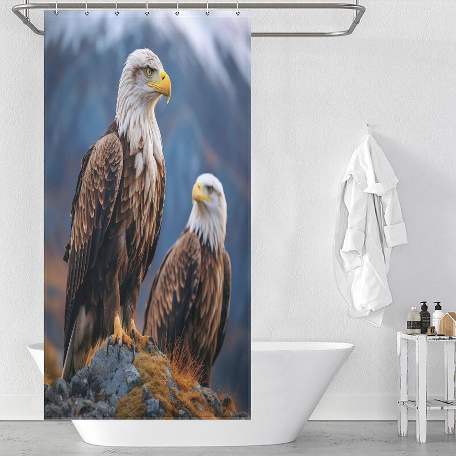 Rideau de douche imperméable fini les flaques d'eau au sol tissu lavable 36x72