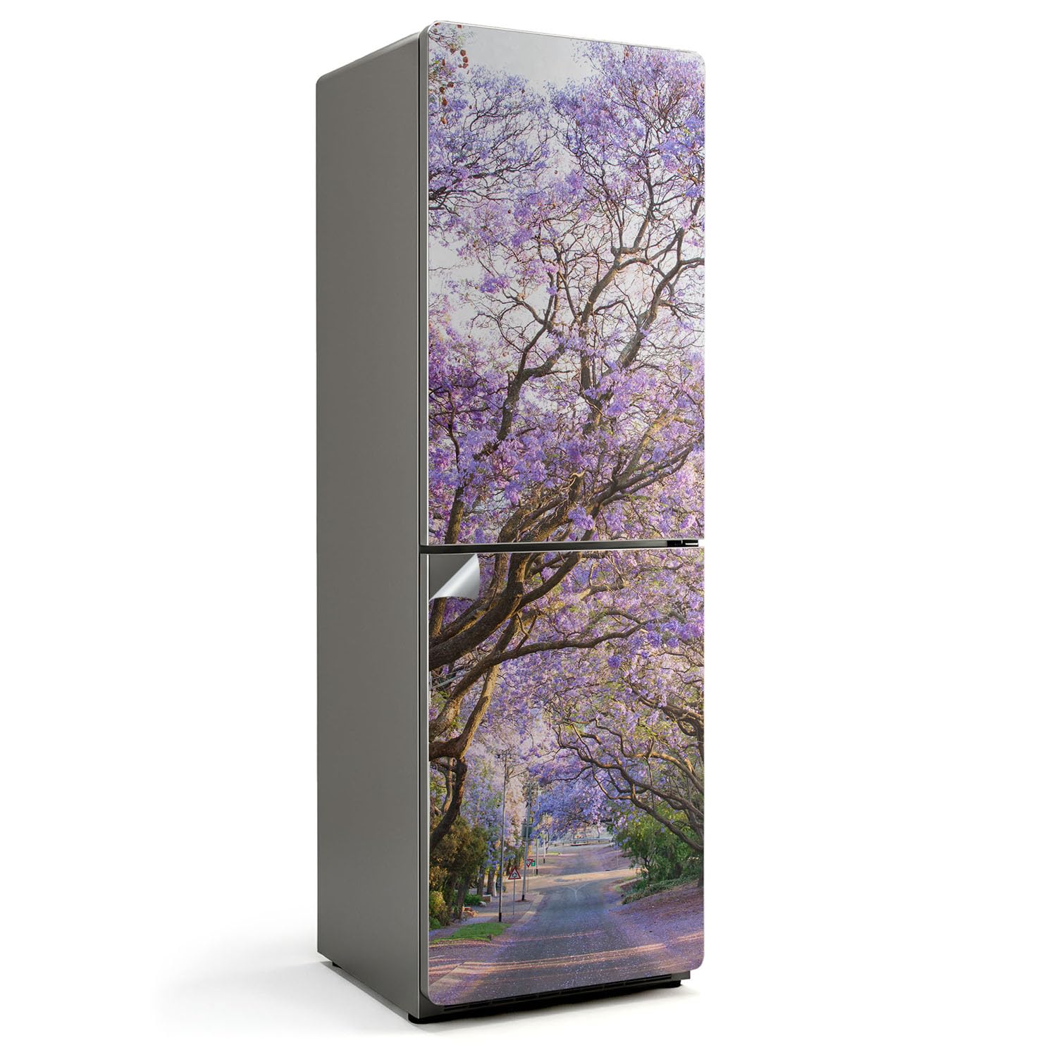 Sticker protection réfrigérateur 60x190 cm auto-adhésif anti-rayure motif fleuri