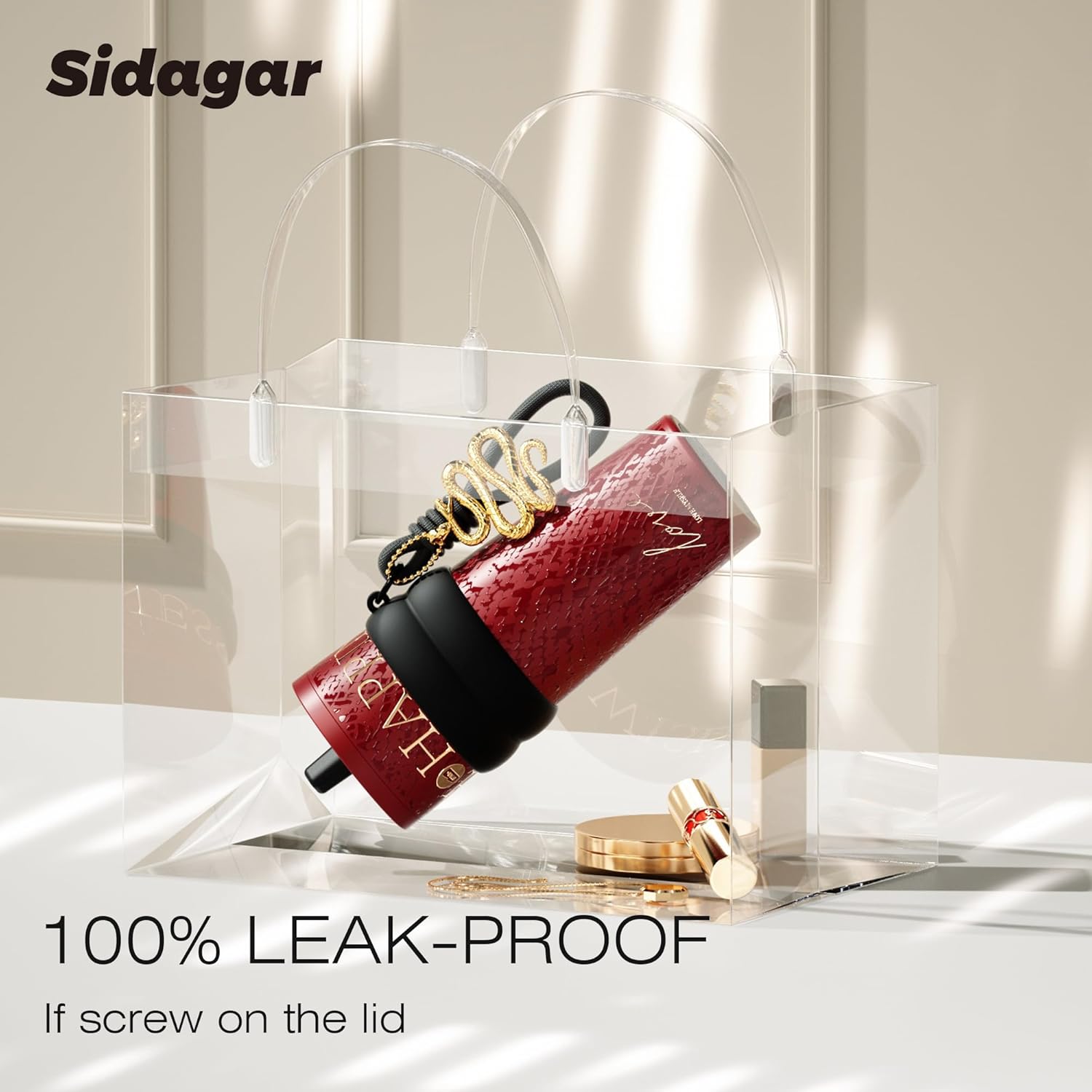 24 oz Tumbler with Lid and Straw, Insulated Coffee Mug Leak Proof, Portable Iced Travel Water Bottle, Reusable Thermal Coffee Cup, Gifts for Women, Red - Image 3