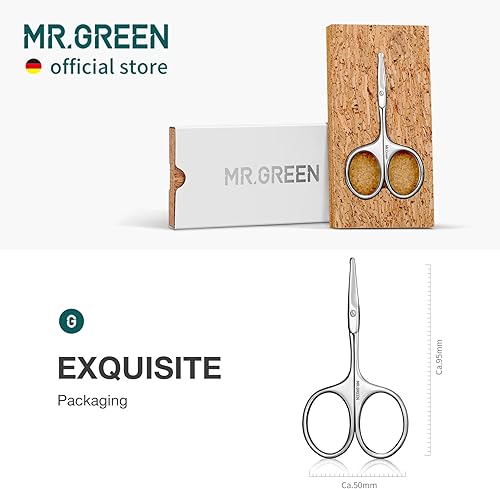 Miniatura 7 de MR.GREEN Tijeras de pelo facial Tijeras de pelo de nariz redondeada Acero inoxidable Bigote Barba Cejas Pestañas Recorte Clippers (Mr-2002)