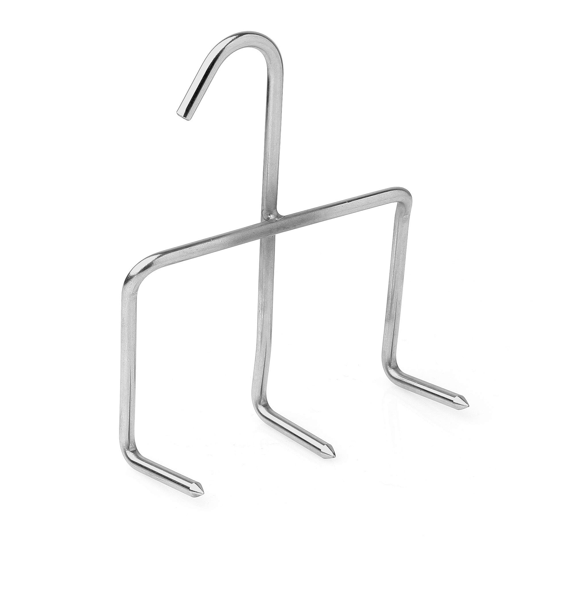 Weschenfelder Silver Three-Prong Heavy Duty Butcher Hook For Bacon Ham Turkey Pork And Game Meats