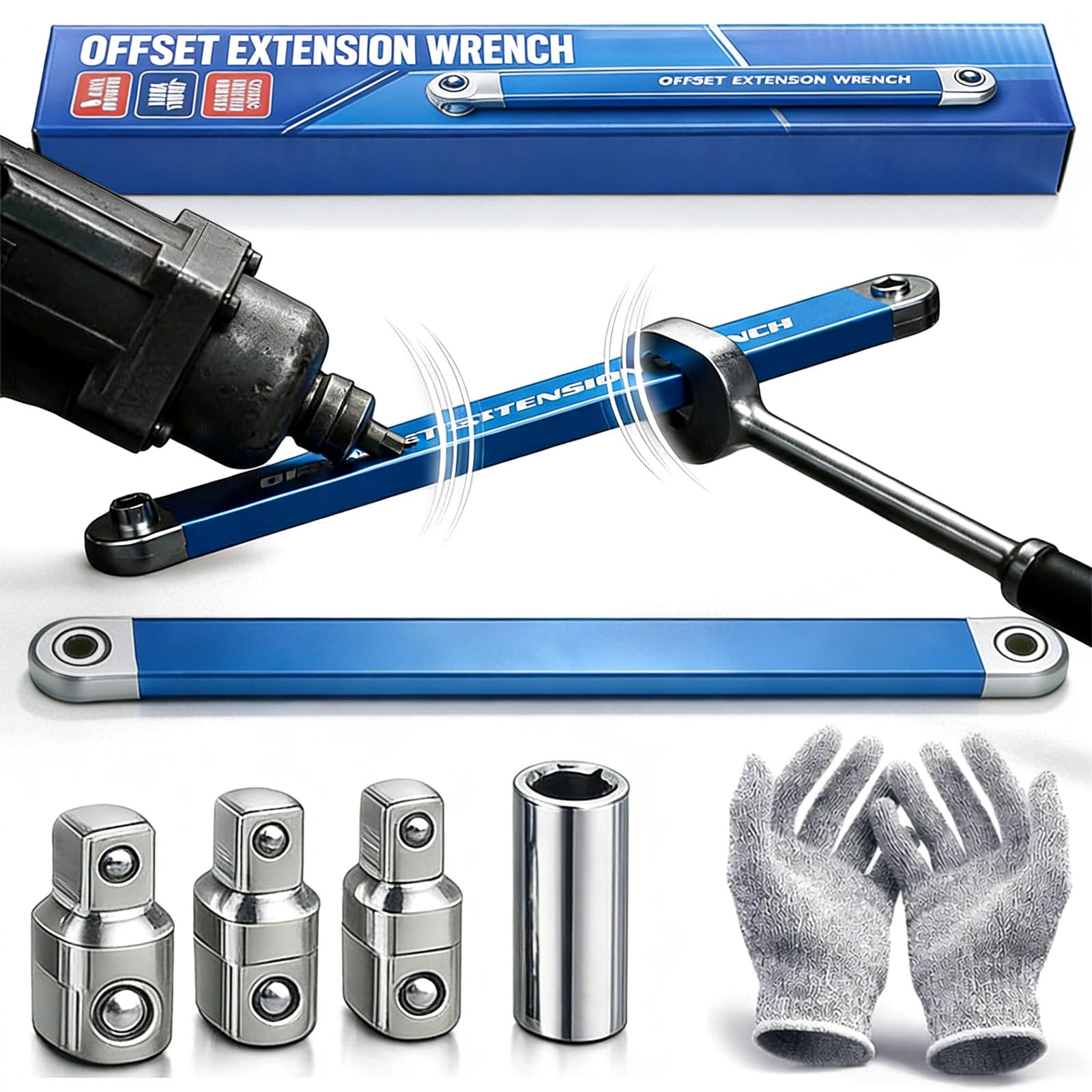 Offset Extension Wrench, Screwdriver Offset Wrench Set, Professional Chain Drive Impact Ratchet Extension Wrench (1PC)
