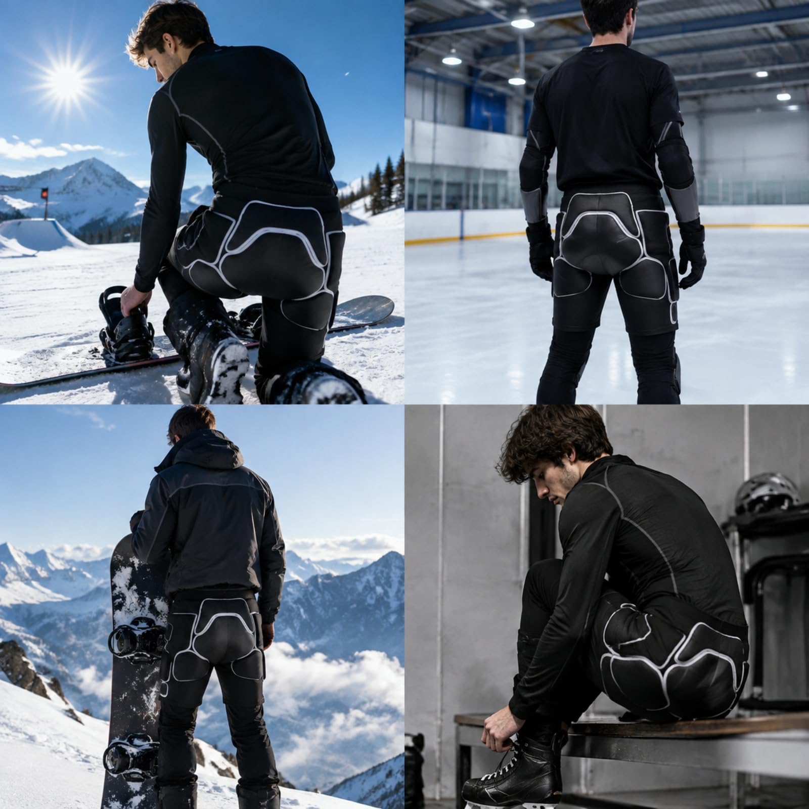 Gralara Pantaloncini Protettivi Aderenti | Flessibili, Pantaloncini Protettivi per Skate, Robusti, Sport Invernali , Nero Grigio , XS