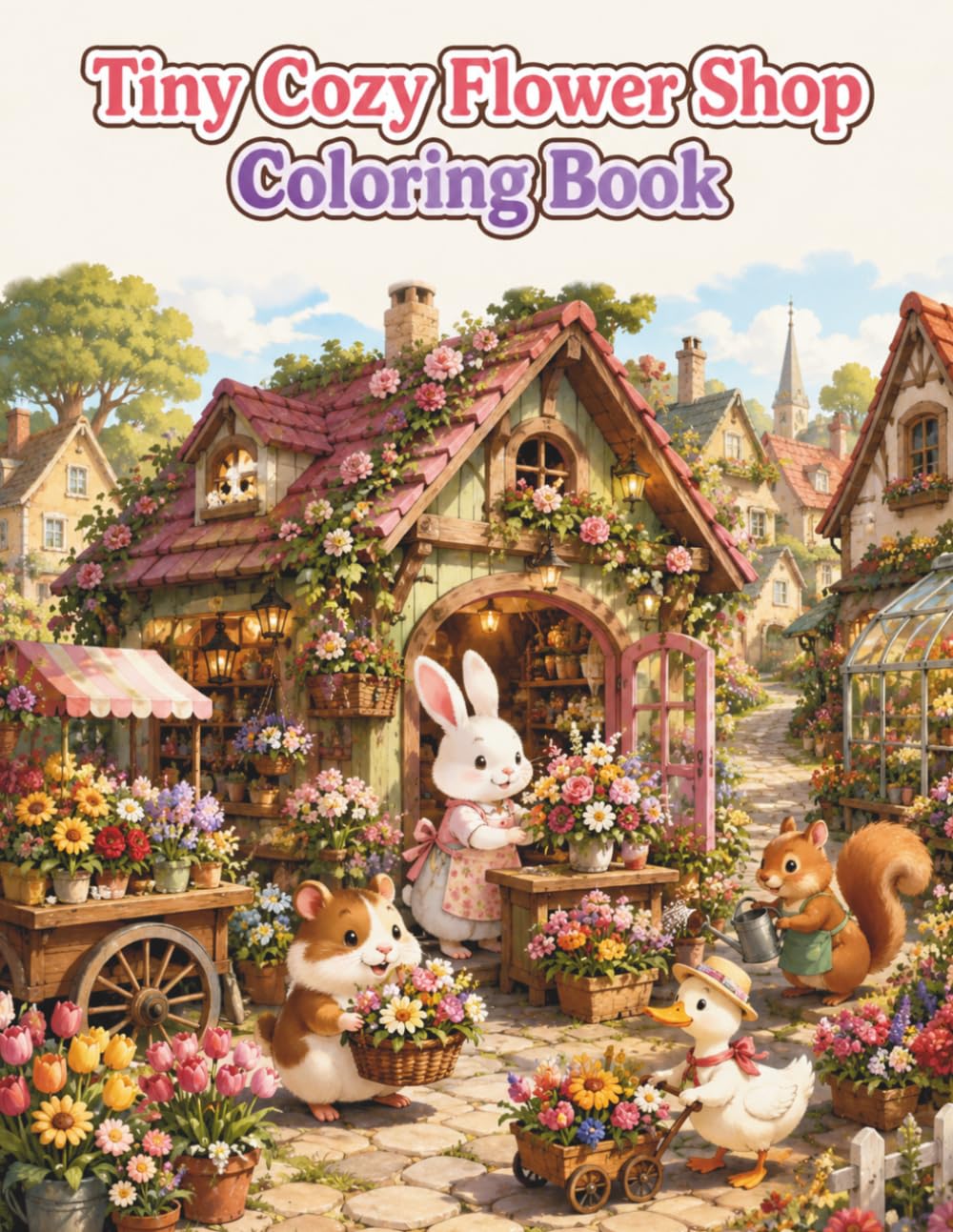 Tiny Cozy Flower Shop Coloring Book: Cute and Easy Coloring Pages Featuring Adorable Animal Florists, Charming Village Flower Shops, Beautiful ... Cottagecore Scenes for Adults and Teens