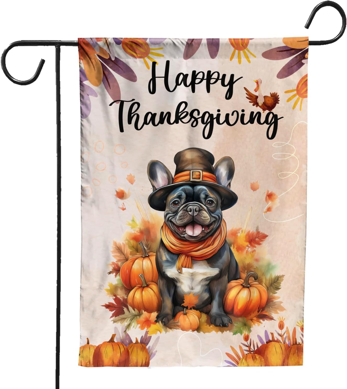 Happy Thanksgiving Miniature American Shepherd Welcome Thankful Fall Autumn House Flag 28x40in Double Sided MAS Dog Lover Gifts Outdoor Decor - 021
